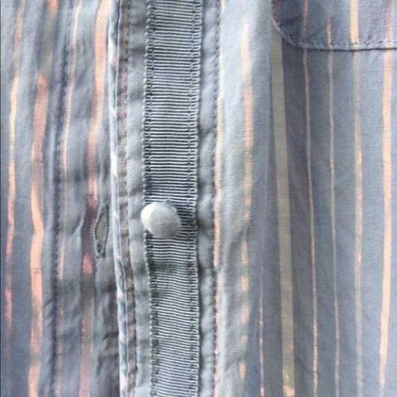 Victoria Secret Blue Iridescent Bed Shirt Long Size Medium M Striped Stripes - Picture 9 of 12